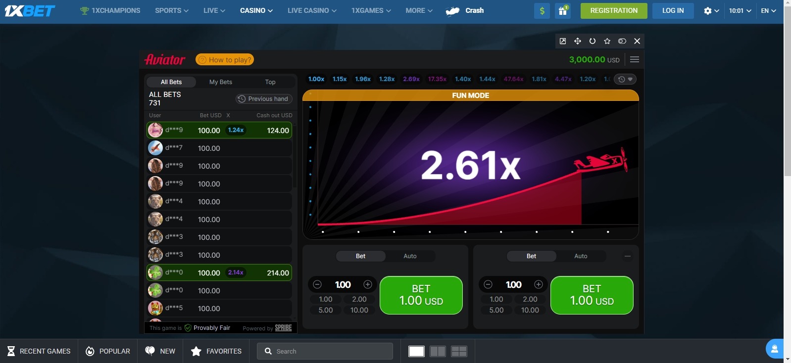 1xbet Aviator game