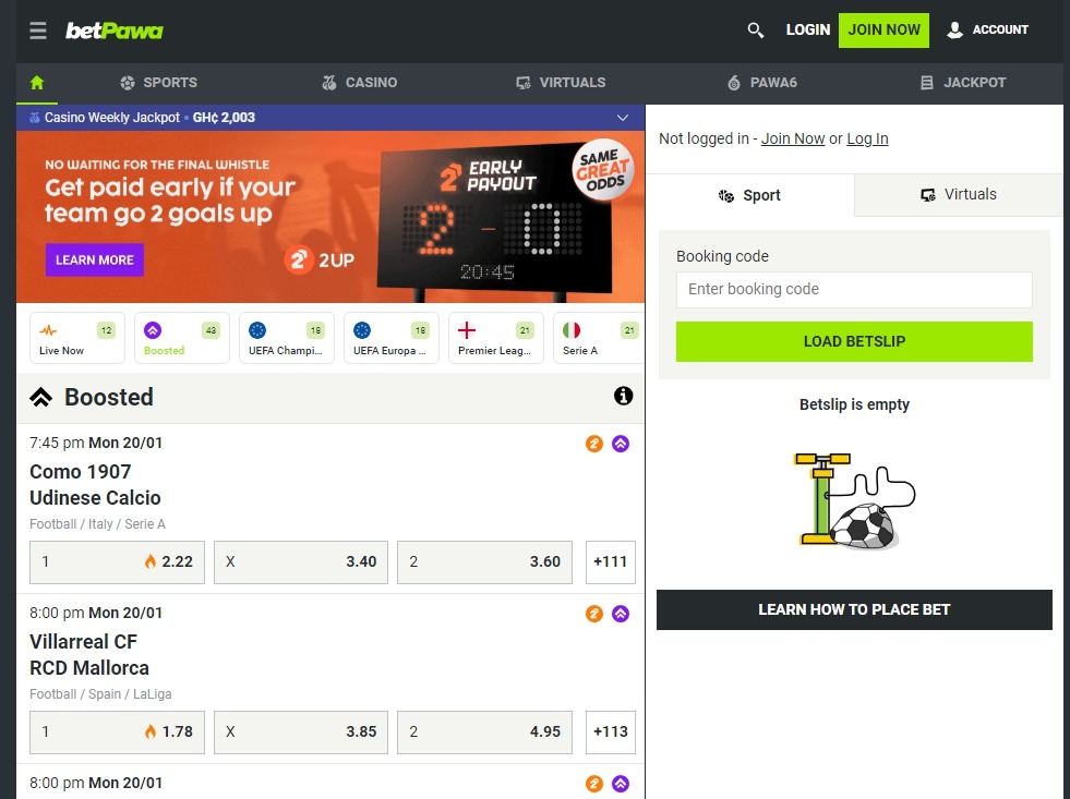 Betpawa main page